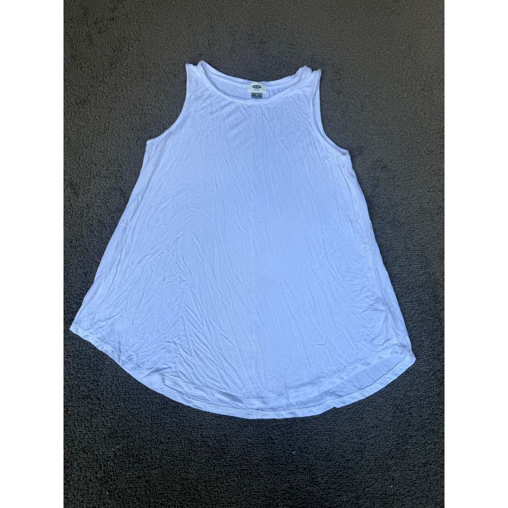 Old Navy Womens White Swing Tank Top Sleeveless Crew Neck Rayon Blend Small